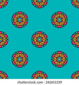 Vector seamless traditional ethnic pattern. Colorful folkloric textile design