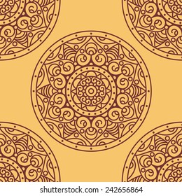 Vector seamless traditional ethnic pattern. Colorful folkloric textile design
