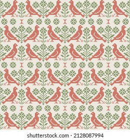 Vector seamless traditional folk cross stitch ornament