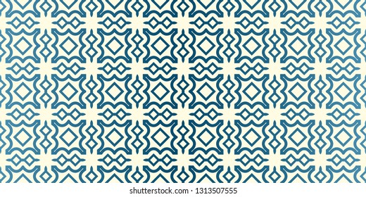 Vector Seamless Traditional Geometric Patterns In Pastel Colors. Endless Texture Can Be Used For Paper Or Scrapbooking. Blue oatmilk color.