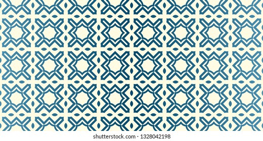 Vector Seamless Traditional Geometric Patterns In Pastel Colors. Endless Texture Can Be Used For Paper Or Scrapbooking. Blue oatmilk color.