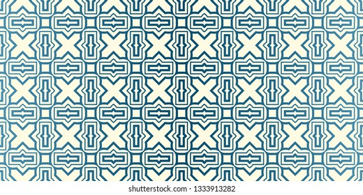 Vector Seamless Traditional Geometric Patterns In Pastel Colors. Endless Texture Can Be Used For Paper Or Scrapbooking. Blue oatmilk color.