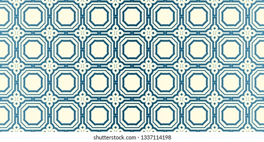 Vector Seamless Traditional Geometric Patterns In Pastel Colors. Endless Texture Can Be Used For Paper Or Scrapbooking. Blue oatmilk color.