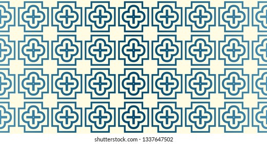 Vector Seamless Traditional Geometric Patterns In Pastel Colors. Endless Texture Can Be Used For Paper Or Scrapbooking. Blue oatmilk color.