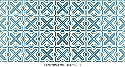 Vector Seamless Traditional Geometric Patterns In Pastel Colors. Endless Texture Can Be Used For Paper Or Scrapbooking. Blue oatmilk color.