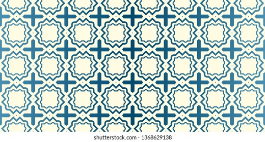 Vector Seamless Traditional Geometric Patterns In Pastel Colors. Endless Texture Can Be Used For Paper Or Scrapbooking. Blue oatmilk color.