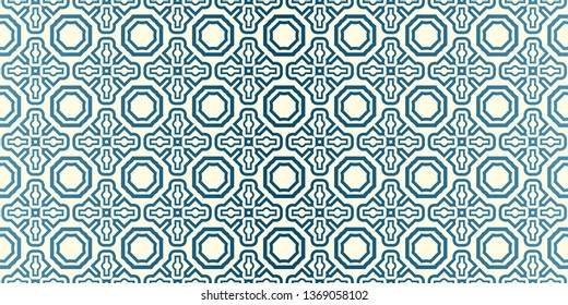 Vector Seamless Traditional Geometric Patterns In Pastel Colors. Endless Texture Can Be Used For Paper Or Scrapbooking. Blue oatmilk color.