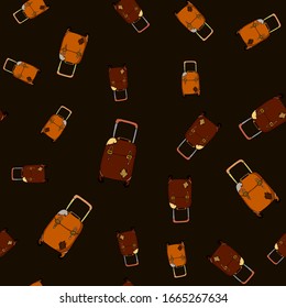 Vector seamless travel pattern. Simple doodle of luggage and suitcase turned into a repeat. Great for background, wrapping paper, packaging, travel theme, fashion.