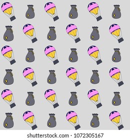 Vector seamless traveler on a balloon pattern and bag ballast