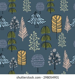 Vector Seamless Tree Background Pattern