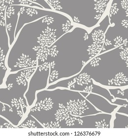 Vector seamless tree branch pattern