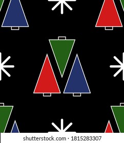Vector seamless tree pattern on dark background. winter.textile,gift paper