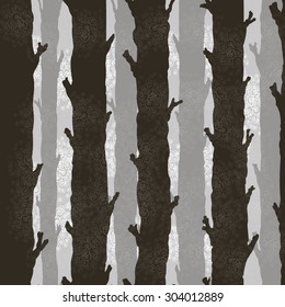 vector seamless tree trunks in a spiral mist
