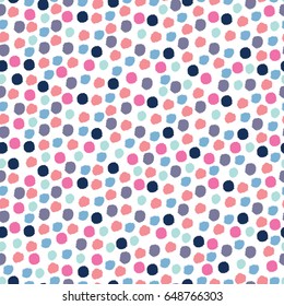Vector seamless trendy messy polka dot pattern. Modern ink brush line background. Great for print, wrapping paper, wallpaper.