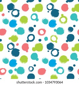 Vector seamless trendy modern brush spot and circle pattern. Great for print, wrapping paper, wallpaper.