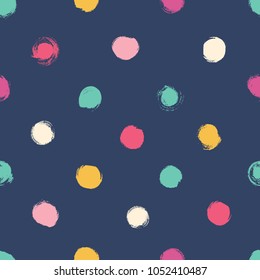 Vector seamless trendy modern brush spot and circle pattern. Great for print, wrapping paper, wallpaper.