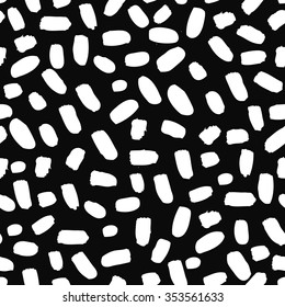 Vector seamless trendy modern brush spot pattern. Monochrome messy ink illustration.  Hand drawn artistic pattern. Great for web, print, wrapping paper, wallpaper, invitation card