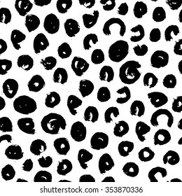 Vector seamless trendy modern brush spot pattern. Monochrome messy ink illustration.  Hand drawn artistic pattern. Great for web, print, wrapping paper, wallpaper, invitation card