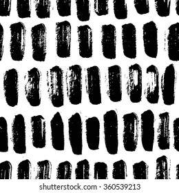 Vector seamless trendy modern brush strokes pattern. Monochrome messy ink illustration.  Hand drawn artistic pattern. Great for web, print, wrapping paper, wallpaper, invitation card