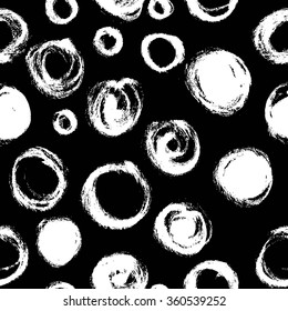 Vector seamless trendy modern brush spot pattern. Monochrome messy ink illustration.  Hand drawn artistic pattern. Great for web, print, wrapping paper, wallpaper, invitation card