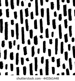 Vector seamless trendy modern brush stokes pattern. Messy ink dry brush line background. Black and white artistic pattern. Great for print, wrapping paper, wallpaper,