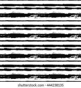 Vector seamless trendy modern brush stokes pattern. Messy ink dry brush line background. Black and white artistic pattern. Great for print, wrapping paper, wallpaper,