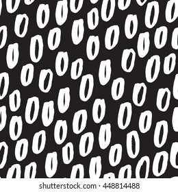 Vector seamless trendy modern brush oval pattern. Monochrome messy ink illustration.  Hand drawn artistic circle print. Great for wrapping paper, wallpaper, invitation card