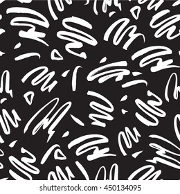 Vector seamless trendy modern brush stokes pattern. Messy ink dry brush  line background. Black and white artistic print. Great for wrapping paper, wallpaper, scrapbooking