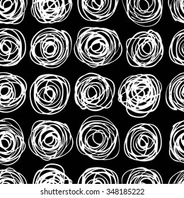 Vector seamless trendy modern circle pattern. Monochrome messy doodle illustration.  Hand drawn artistic pattern. Great for web, textile, wrapping paper, wallpaper, invitation card