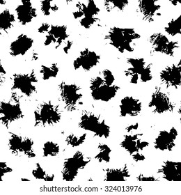 Vector seamless trendy modern dry brush spot pattern. Monochrome messy ink illustration.Hand drawn artistic pattern.Great for web print, home decor, textile, wrapping paper, wallpaper, invitation card