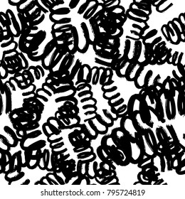 Vector seamless trendy modern  stokes pattern. Messy ink dry brush line background. Black and white artistic pattern. Great for print, wrapping paper, wallpaper,