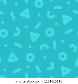 Patrón de moda sin fisuras de Vector - diseño colorido, estilo de Memphis, moda 80-90s. Fondo elegante azul brillante con Formas geométricas
