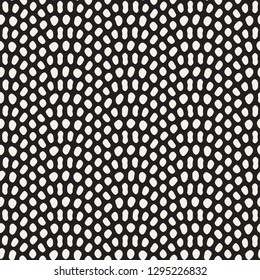 Vector seamless trendy pattern. Monochrome organic shapes texture. Abstract rounded messy pavement stylish background.