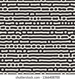 Vector seamless trendy pattern. Monochrome organic shapes texture. Abstract rounded messy lines stylish background.