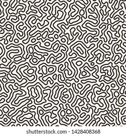 Vector seamless trendy pattern. Monochrome organic shapes texture. Abstract rounded messy lines stylish background.