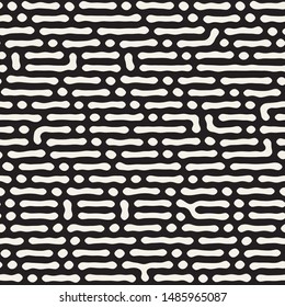 Vector seamless trendy pattern. Monochrome organic shapes texture. Abstract rounded messy lines stylish background.