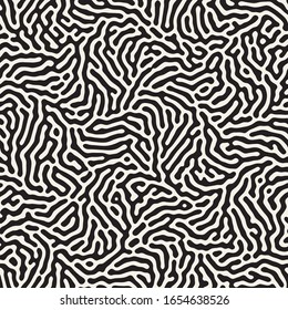 Vector seamless trendy pattern. Monochrome organic shapes texture. Abstract rounded messy lines stylish background.