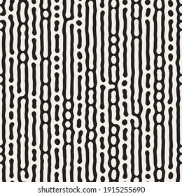 Vector seamless trendy pattern. Monochrome organic shapes texture. Abstract rounded messy lines stylish background.