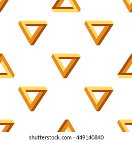 Vector Seamless Triangles Pattern. Impossible Orange Triangle Background