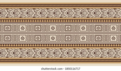 Vector seamless tribal border design