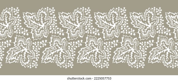 Vector seamless tribal leaves border design