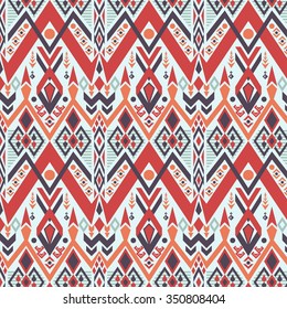 Vector seamless tribal mix geometric retro pattern with light blue background