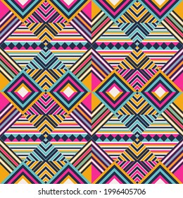 Vector Seamless Tribal Pattern. Stylish Art Ethnic Print Ornament with Triangles background.
