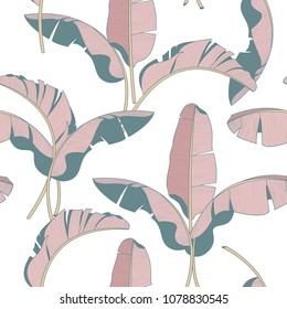 Vector seamless tropical leaves pattern