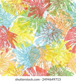 Vector seamless tropical leaves pattern Pastel colors. Print, background, textile, template, vector