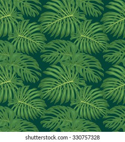 vector seamless tropical leaves pattern