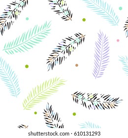 Vector seamless tropical leaves pattern.