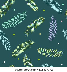Vector seamless tropical leaves pattern.
