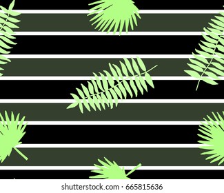 Vector seamless tropical leaves pattern