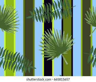 Vector seamless tropical leaves pattern